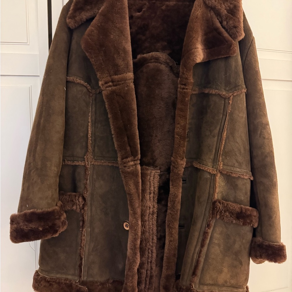 Brown Suede and Shearling Coat
